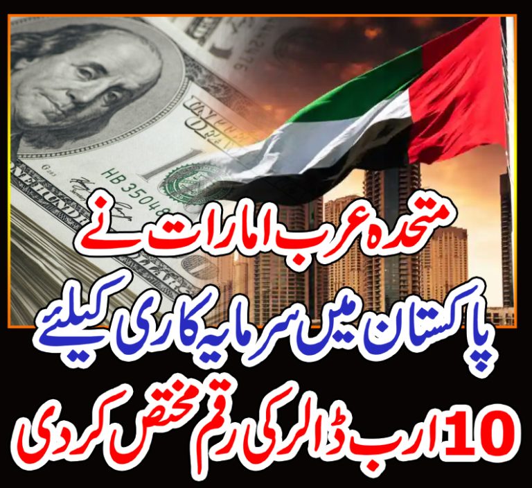 متحدہ عرب امارات نے پاکستان میں سرمایہ کاری کیلئے 10ارب ڈالر کی رقم مختص کر دی