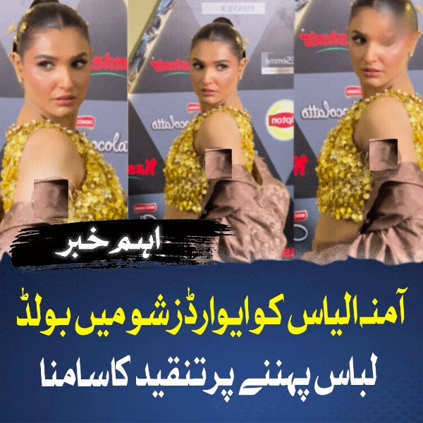 آمنہ الیاس کو ایوارڈز شو میں بولڈ لباس پہننے پر تنقید کا سامنا